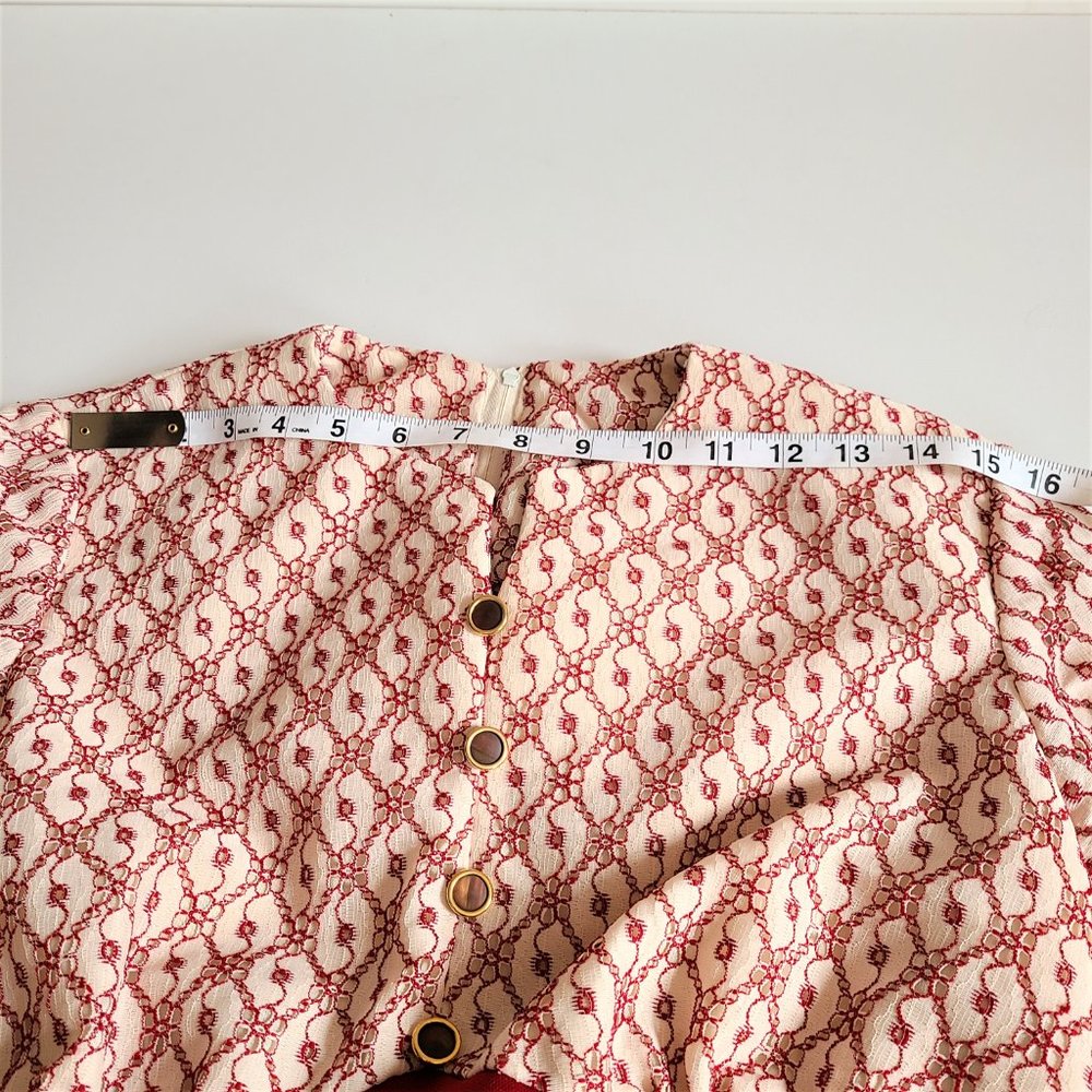 Vintage red and cream maxi dress from 1970s. - Picture 10 of 14